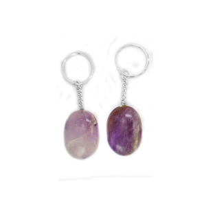 Porte-clés en cristal de haute qualité, améthyste ovale, pierre naturelle, cadeau pour femmes, grossiste en porte-clés - Product Image 2
