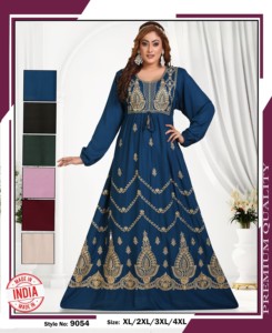Kaftan en rayonne de qualité supérieure avec broderie dorée complète – Vente en gros de Jalabiya islamique de luxe - Product Image 1