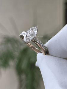 Marquise Lab Grown Diamond Classic Engagement <b>Ring</b> 1.40ct IGI Certified Gold Pav <b>Split</b> Shank Prong Setting Wedding for Women - Product Image 4