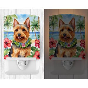 Australian Terrier Luau Veilleuse en céramique compacte certifiée UL pour chambre à coucher salle de bain pépinière couloir 6x4x3 multicolore nouveau - Product Image 2