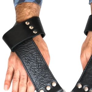 Menottes de suspension en cuir véritable 100% imperméables avec sangles renforcées et anneaux en D métalliques pour les jeux BDSM - Product Image 6