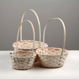 Panier de fille de fleur blanche prix le moins cher paniers en bambou en gros pour mariage des meilleurs fabricants du Vietnam - Product Image 3