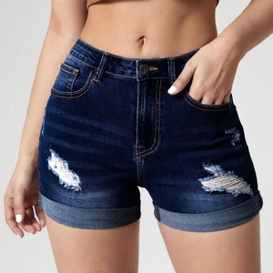 Wholesale Ladies Denim Shorts Summer Casual Outerwear Shorts Sexy Slim Fit Solid Color Washed Jeans Denim Shorts for Women - Product Image 1