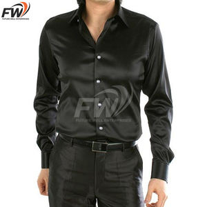 Camisas de Trabajo Clásicas de Satén para Hombre, Color Verde, Lisas, de Seda, Transpirables, Estilo Formal para Otoño, Ropa de Moda Masculina - Product Image 2