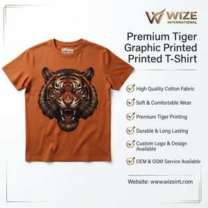 Men's Orange Short Sleeve T-<b>Shirt</b> O-Neck Casual Design Regular Fit 100% Cotton Solid Pattern Digital Print Quick Dry Breathable - Product Image 6