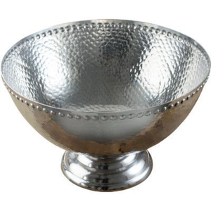 Grand seau à champagne et punch en métal martelé argenté, classique et moderne, pour événements domestiques, centre de table et décoration - Product Image 3