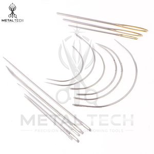 Kit d'aiguilles de tissage de cheveux assorties fourni par l'usine, ensemble d'aiguilles courbées en C, droites et à œil doré en acier inoxydable pour extensions capillaires - Product Image 3