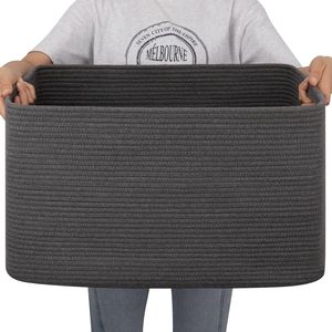 75L Eco-Friendly Modern Woven Cotton Rope <b>Storage</b> Basket 22x17x12 for <b>Drink</b>/Food Use in Living Room Bedroom Nursery - Product Image 1