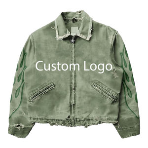 Chaqueta de Trabajo Vintage de Lona con Bordado Personalizado Up Felt para Hombre, Chaqueta de Invierno de Alta Calidad con Pedrería para Unisex - Product Image 4