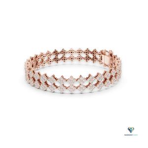 5.12 CT Rose <b>Gold</b> Round Lab Grown Diamond Bracelet in 18K <b>Solid</b> <b>Gold</b>, Geometric Cluster Link Statement Bracelet - Product Image 4