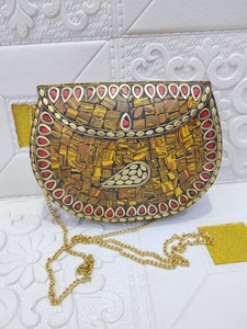Craftstages International Handmade Stylish Metal Mosaic Luxury Evening <b>Clutch</b> <b>Bag</b> for Ladies' Wedding Party Stone Pattern - Product Image 3
