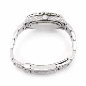 Luxury <b>Iced</b> <b>Out</b> Moissanite Quartz <b>Watch</b> Silver 40mm Glass Dial Diamond Bust Down Roman Dial Hip Hop Wristwatch - Product Image 2