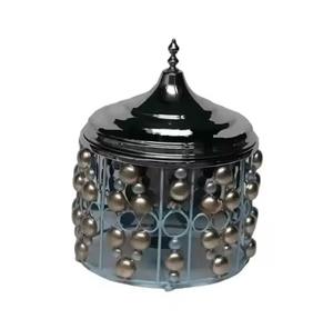 Olla de Acero Inoxidable de Lujo con Base Geométrica Dorada y Tapa para Servicio de Buffet en Hoteles y Restaurantes - Product Image 5