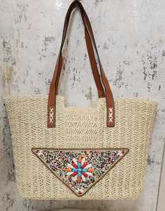 Custom Straw Beading Tote Handbag Beach Holiday Bag Large Capacity Waterproof Casual Women Chain <b>Strap</b> - Product Image 1