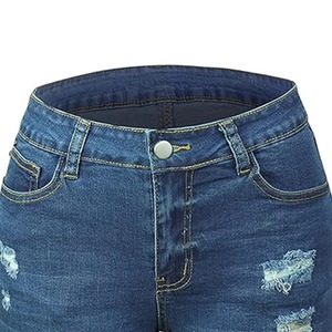 Fabricant de jeans – Nouveauté été : Short en jean décontracté pour femme, coupe large, taille haute, délavé, uni, style baggy - Product Image 2