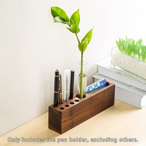 Porte-stylos pour bureau en bois d'acacia, support à crayons en bois massif, porte-cartes de visite, organisateur de stylos-plume, décoration esthétique minimaliste - Product Image 2