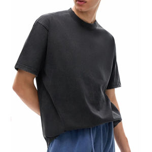 <b>Men's</b> <b>Black</b> Oversized Short Sleeve O-Neck T-<b>Shirt</b> Casual Solid Color Jersey Knit Cotton <b>Shirt</b> - Product Image 4
