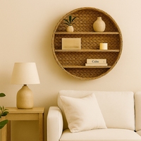 Étagère murale en jacinthe d'eau tressée à la main au design bohème - Cadeau d'anniversaire léger et lavable pour la décoration intérieure - Optimisé pour la recherche (SEO)