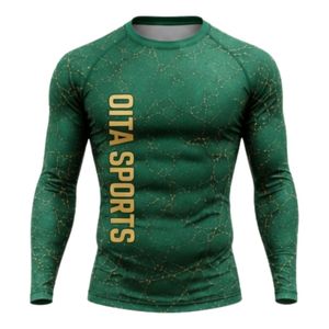 Emerald Green Long Sleeve Compression <b>Shirt</b> Crackle Print Fitness Training Gym Workout Breathable Quick Dry Athletic Sportswear - Product Image 1
