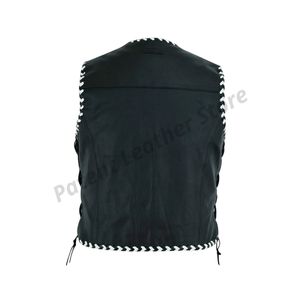 Chaleco de Cuero Genuino para Hombre, de Cuero Patentado, para Invierno, Resistente al Viento, Transpirable, Servicio Personalizado OEM, Venta al Por Mayor - Product Image 3