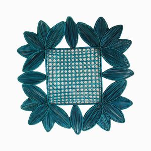 Luxury Teal Raffia Placemat Straw Woven <b>Dining</b> Dinner Mat Handmade Sustainable Palm Fiber Wedding <b>Table</b> Decoration Set Unit - Product Image 1