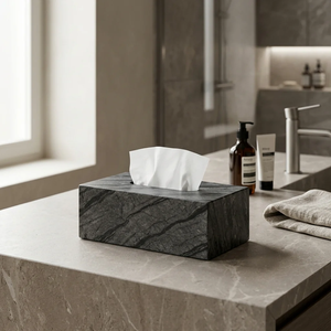 Organizador de pañuelos rectangular de mármol natural impermeable, clásico, adhesivo, ecológico, colgante, multiusos para el hogar - Product Image 5