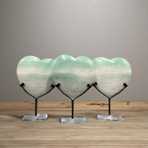 Sukabumi 15 cm Pierre Verte Cœur de Zéolite Style Cabochon Support Métallique Nouveauté Créative Pierre Naturelle Indonésienne Décoration Maison - Product Image 3