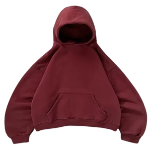Hoodie personnalisé surdimensionné en molleton doux de coton pour homme, coupe courte, épaules tombantes, style boxy, avec impression en relief - Product Image 1