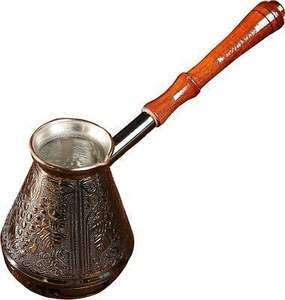 Cafetière turque en cuivre artisanale de luxe, cafetière arabe, pot à café Cezve pour la préparation du café à la maison et en cuisine - Product Image 1