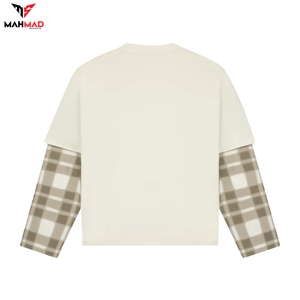 Camiseta de Manga Larga Estilo Americano, Sublimada, de Doble Capa, Corte Cuadrado, Estampada, de Algodón Jersey - Product Image 4