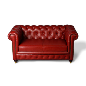 Canapé Chesterfield vintage de luxe au design occidental, canapé en cuir deux places pour café, restaurant, bureau, hôtel - Product Image 4