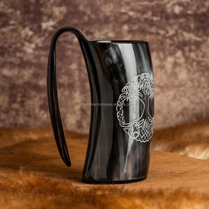 Handmade Creative Design Bar Drinking Buffalo Horn Beer Tankard Mug For Party Natural Ox Horn Material - Product Image 3