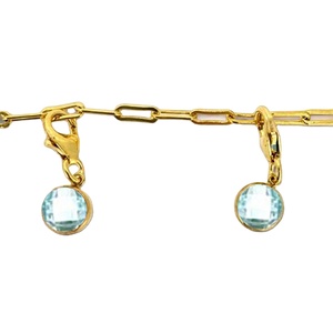 Aqua <b>Quartz</b> 6MM Round Christian Bezel Setting Charm Pendant | Sterling Silver Gold Plated Gemstone for Jewelry Making - Product Image 1