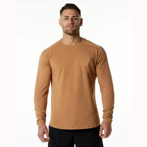 Wholesale High Quality 100% Cotton Plus Size O-Neck <b>Men's</b> <b>T</b>-<b>Shirts</b> Raglan Full <b>Sleeve</b> Regular Fit Curve Bottom Hem Eco-Friendly - Product Image 1