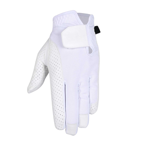 Gant de golf hybride SAAR INDUSTRIES blanc avec paume en microfibre perforée, doigts tactiles et large sangle en velcro - Product Image 5
