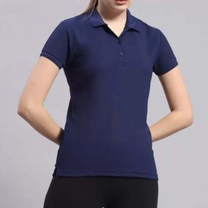 Camiseta de Mujer Azul Marino 100% Algodón Jersey de Manga Corta Transpirable Ecológica de Color Sólido para Uso Casual - Product Image 4