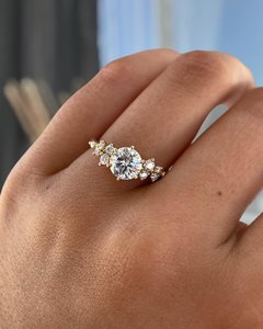 Lab Grown 1.01 CT Round Cut Diamond Cluster Luxury <b>Ring</b> For Women's 14K Solid Gold Wedding Surprise Party For Lovers Charm - Product Image 1