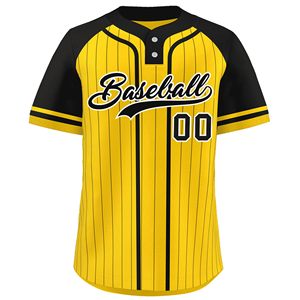 Maillot de baseball en polyester interlock à manches rayées, design personnalisé, emballage sur mesure, logo brodé sur le devant - Product Image 6