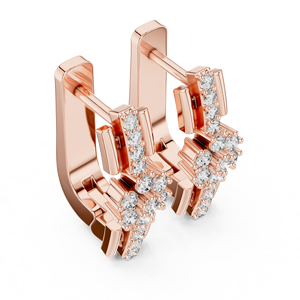 Boucles d'oreilles créoles Bali en argent sterling 925 plaqué or rose 18 carats avec zircon rond double taille, bijoux modernes et chics pour femmes - Product Image 5