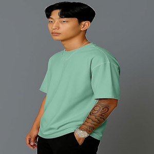 เสื้อยืดผู้ชาย ผ้าฝ้ายเนื้อหนัก 425 กรัม ทรงโอเวอร์ไซส์ สีพื้น ไหล่ตก แขนสั้น ทรงหลวม แฟชั่นแบรนด์ดัง เสื้อยืดแขนสั้น - Product Image 4