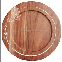 Assiettes de service de luxe en bois d'acacia naturel, écologiques, polies à la main, design européen, fabriquées en Inde, pour Thanksgiving