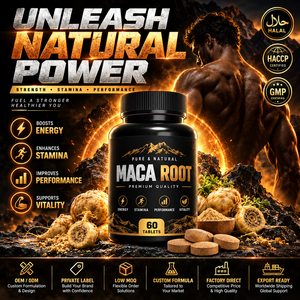 Suplemento de Extracto de Raíz de Maca Natural Halal Elma Food, 60 Tabletas Masticables, Apoyo Energético para Hombres, Metabolismo, Circulación, GMP - Product Image 1