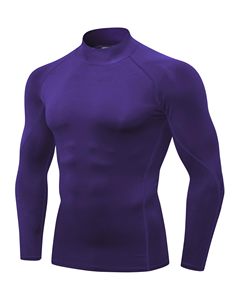 Quick Dry Spandex Nylon Rash Guard <b>Men</b> Compression Shirt <b>Turtle</b> <b>Neck</b> Long Sleeve MMA Rash Guard For Gym Training Running Cycling - Product Image 1