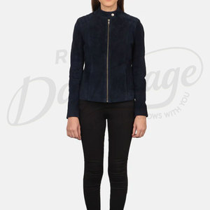 New <b>Womens</b> Brown <b>Suede</b> Panel Bomber <b>Jacket</b> High Quality Leather <b>Suede</b> Biker <b>Jacket</b> Navy blue <b>suede</b> biker <b>jacket</b> for <b>women</b> - Product Image 3