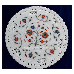 Assiette décorative en marbre blanc de haute qualité avec un beau motif floral, finition soignée pour la décoration de la maison et des hôtels - Product Image 6