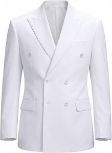 Traje de Negocios para Hombre, Blanco, Cuello Mao, Cierre de un Botón, Corduroy Transpirable, Poliéster/Algodón, Estilo Británico, Corte Regular - Product Image 4