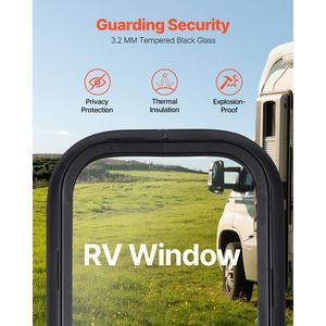 Vertical Tinted Sliding RV Window 12\" W X 24\" H Net Screen Trim <b>Ring</b> for 15/16\" 1 3/4\" <b>Thickness</b> RV Exterior Accessories - Product Image 3