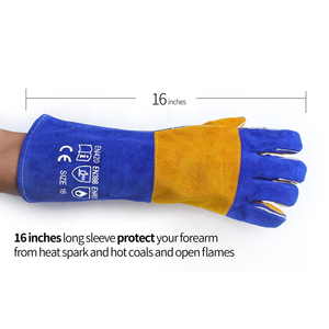 Gants de soudure en cuir à manches extra longues, résistants à la chaleur pour four, gril, cheminée, poêle, barbecue - Product Image 4