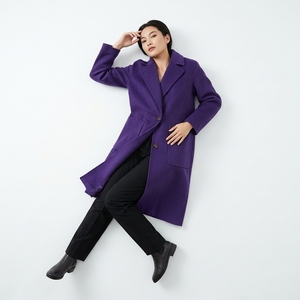 Wholesale Purple <b>Winter</b> Women's Breathable Eco-Friendly Woolen <b>Coat</b> Standard <b>Thickness</b> Full Sleeve Long Casual <b>Coats</b> - Product Image 4