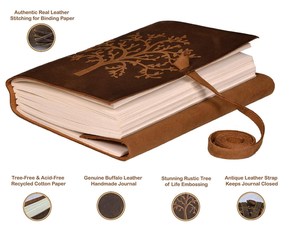 Journal en cuir Arbre de Vie fait main, carnet de notes vintage en cuir gaufré, idéal pour les voyages et l'écriture, cadeau de remise de diplôme pour hommes et femmes - Product Image 5
